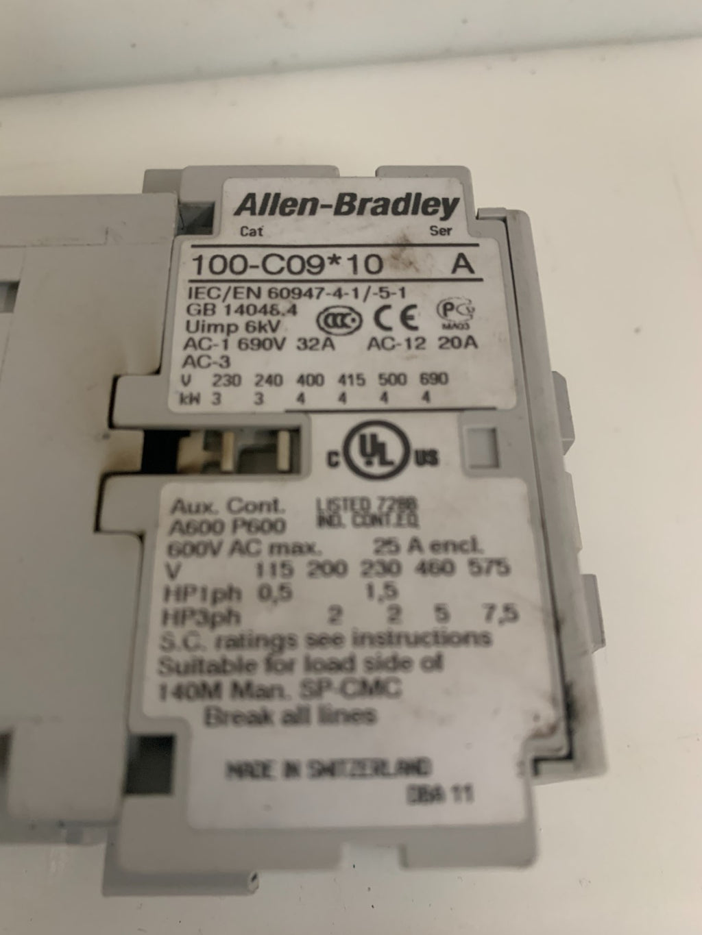 LOT OF 2 ALLEN BRADLEY CONTACTOR 100-C09* 10 A