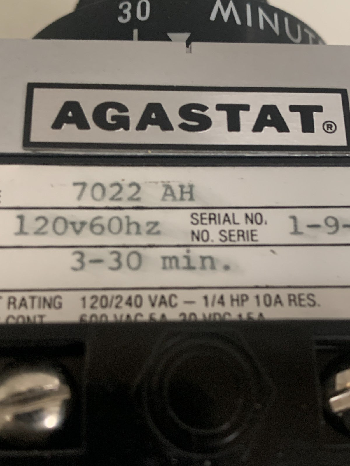 AGASTAT TIMING RELAY 7022 AH