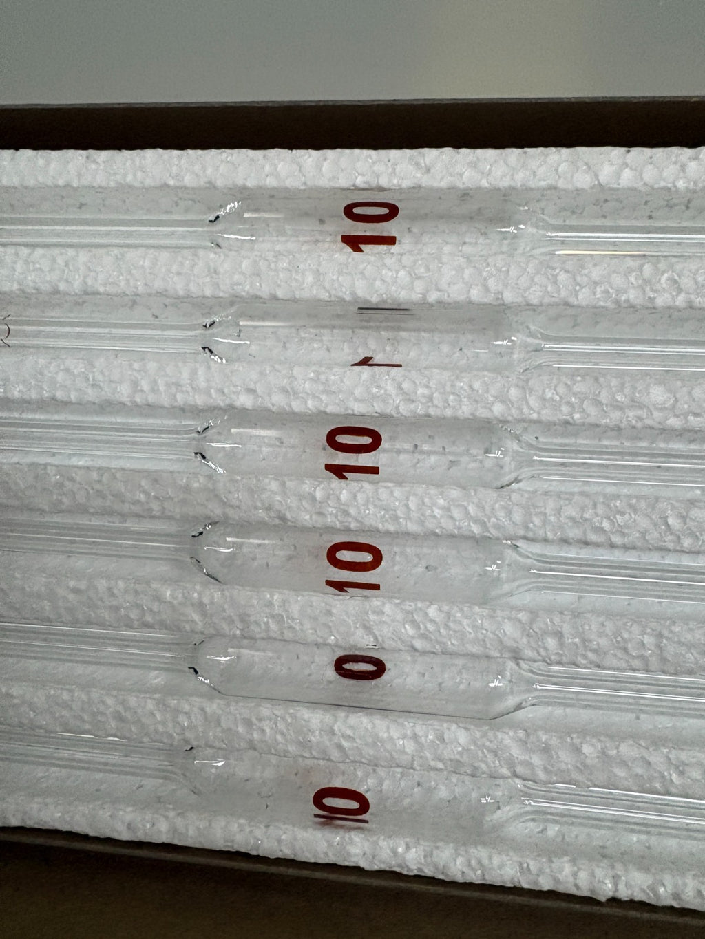 KIMBLE GLASS 10ML VOLUMETRIC COLOR CODED PIPET 9370040009 (37004-10) BOX OF 12