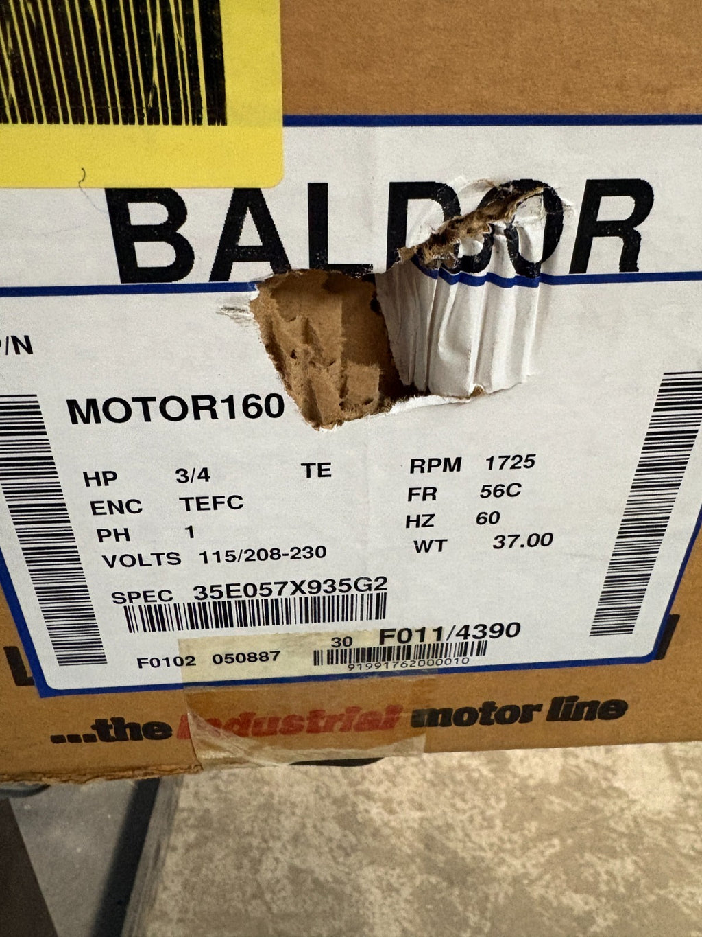 BALDOR 3/4 HP BRAKE MOTOR MODEL N/A SPEC 35E057X935G25