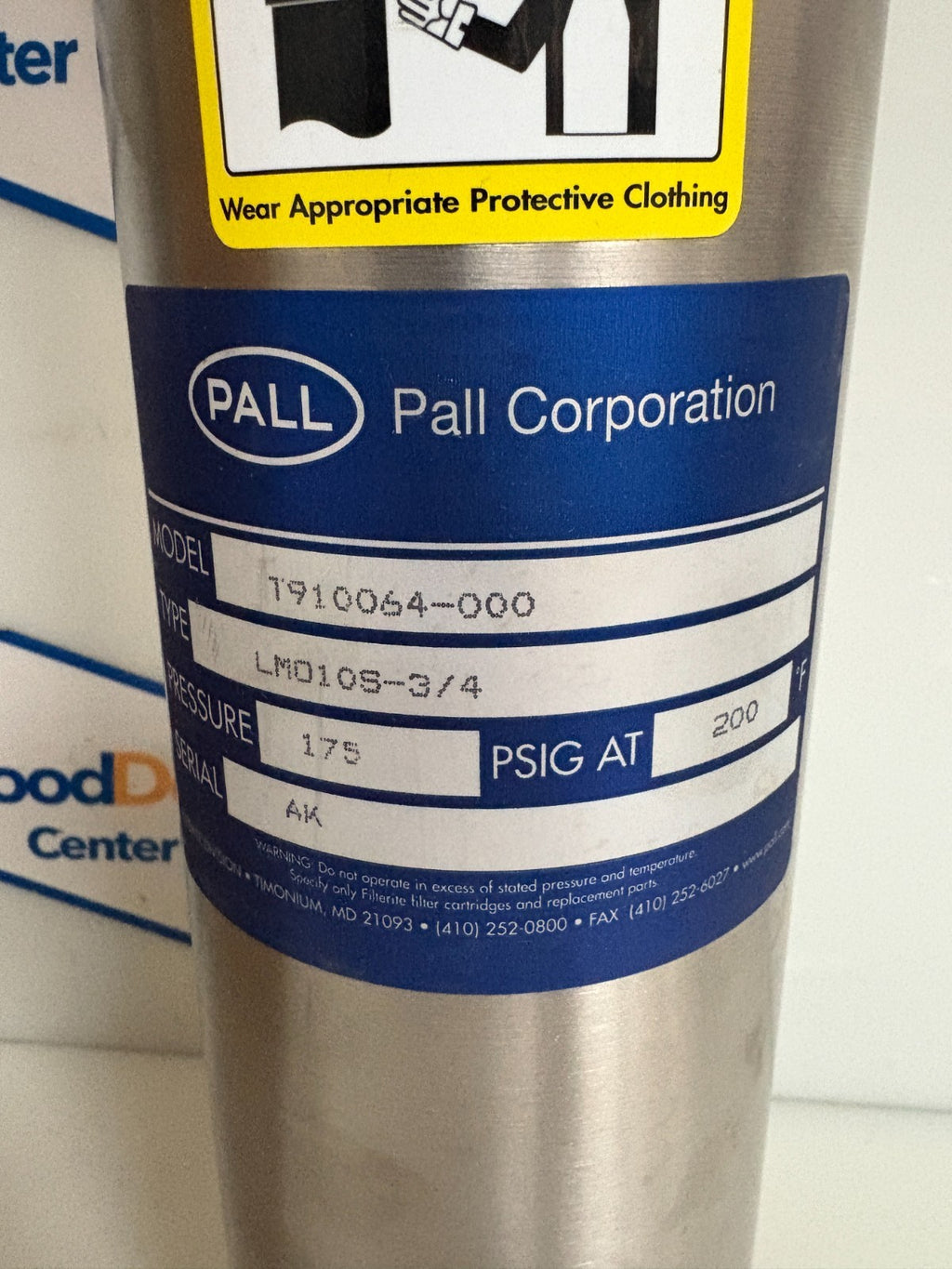 PALL STAINLESS STEEL 750 PSI 3/4" HIGH PRESSURE FILTER HOUSING LM010S-3/4