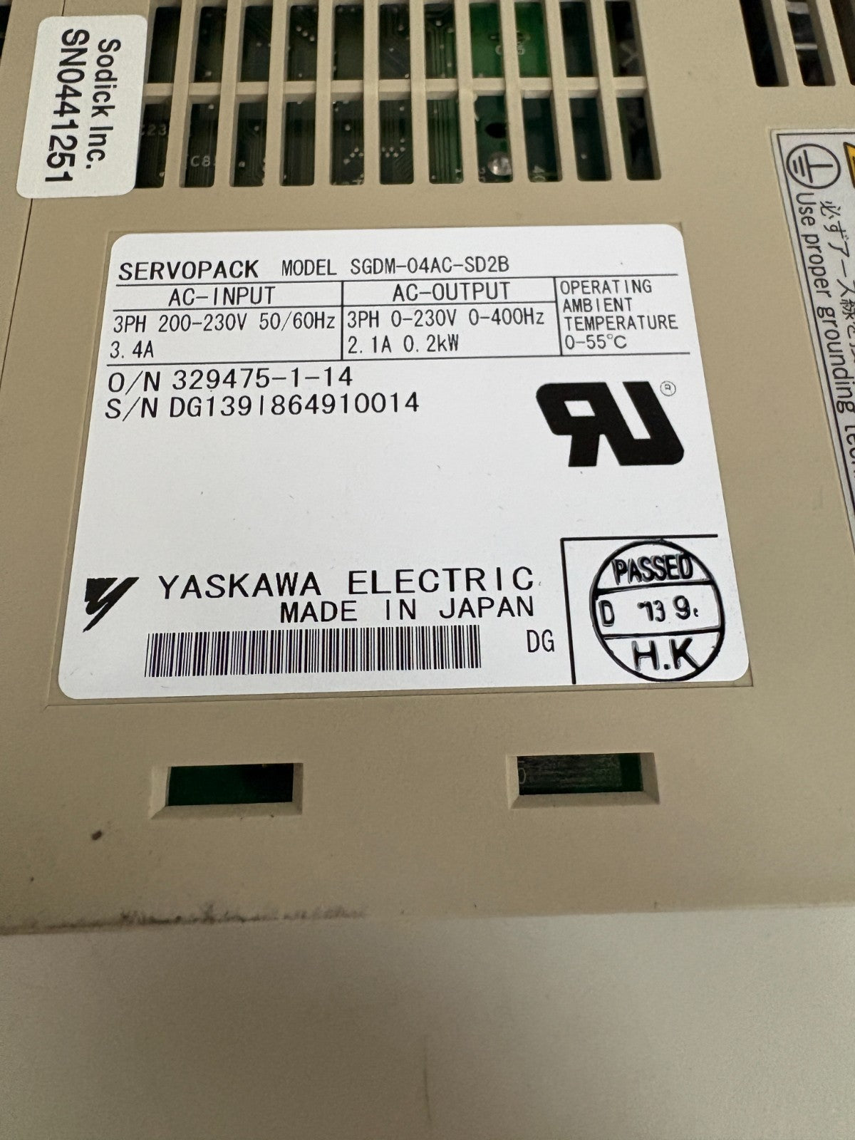 YASKAWA SERVOPACK SGDM-04AC-SD2B