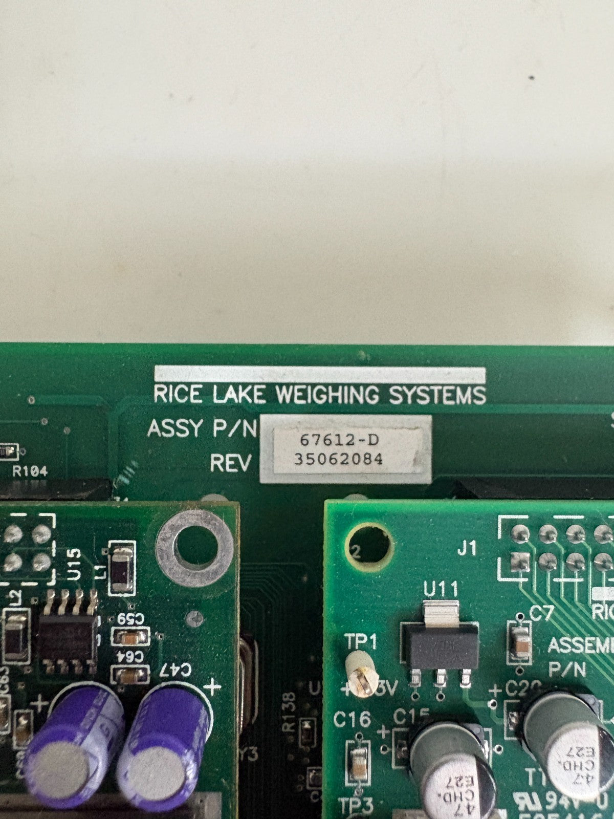 RICE LAKE WEIGHING SYSTEMS ASS CIRCUIT BOARD 67612-D W/67610-J AND 67608-C