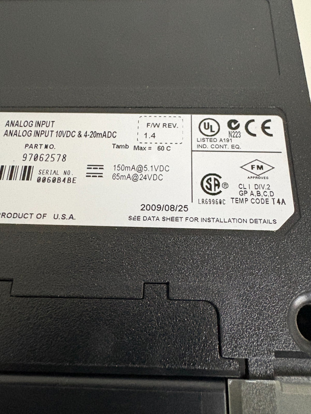 HONEYWELL ANALOG INPUT TC-IAH161 A 97062578