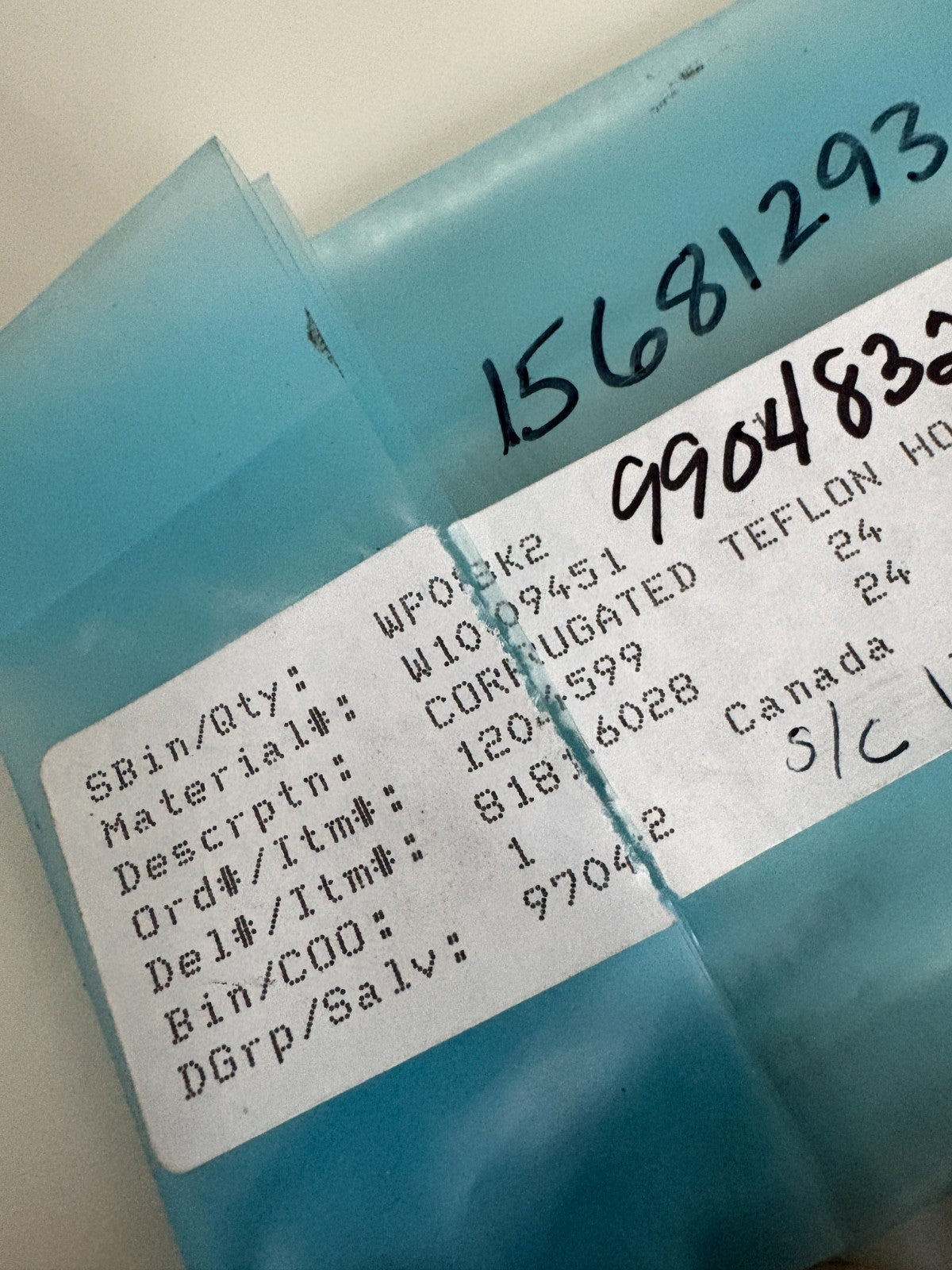 PERKIN ELMER 12" TEFLON HOSE WP08K22