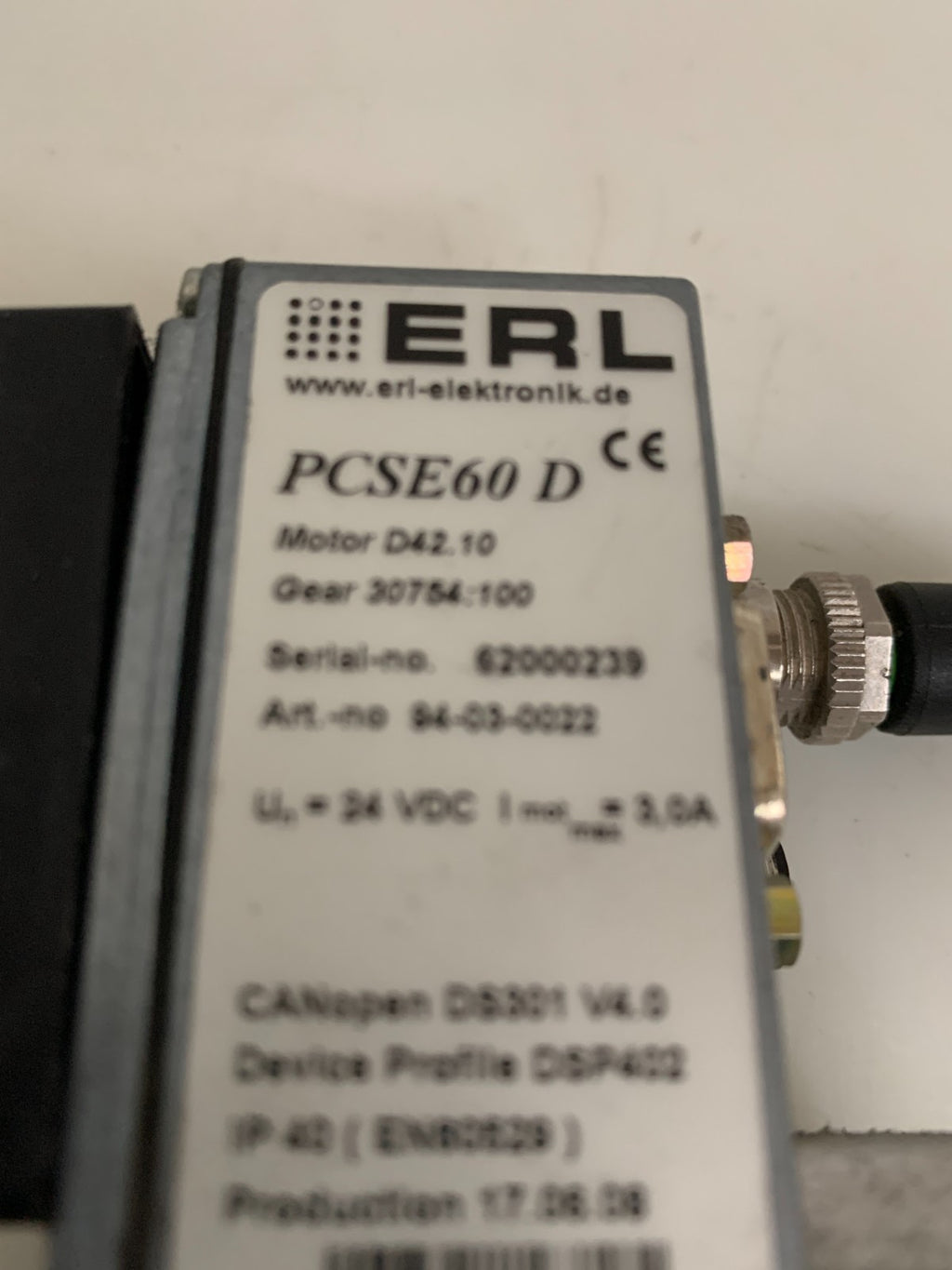 ERL PCSE60D MOTOR 94-03-0022 W/TRANSMITTER