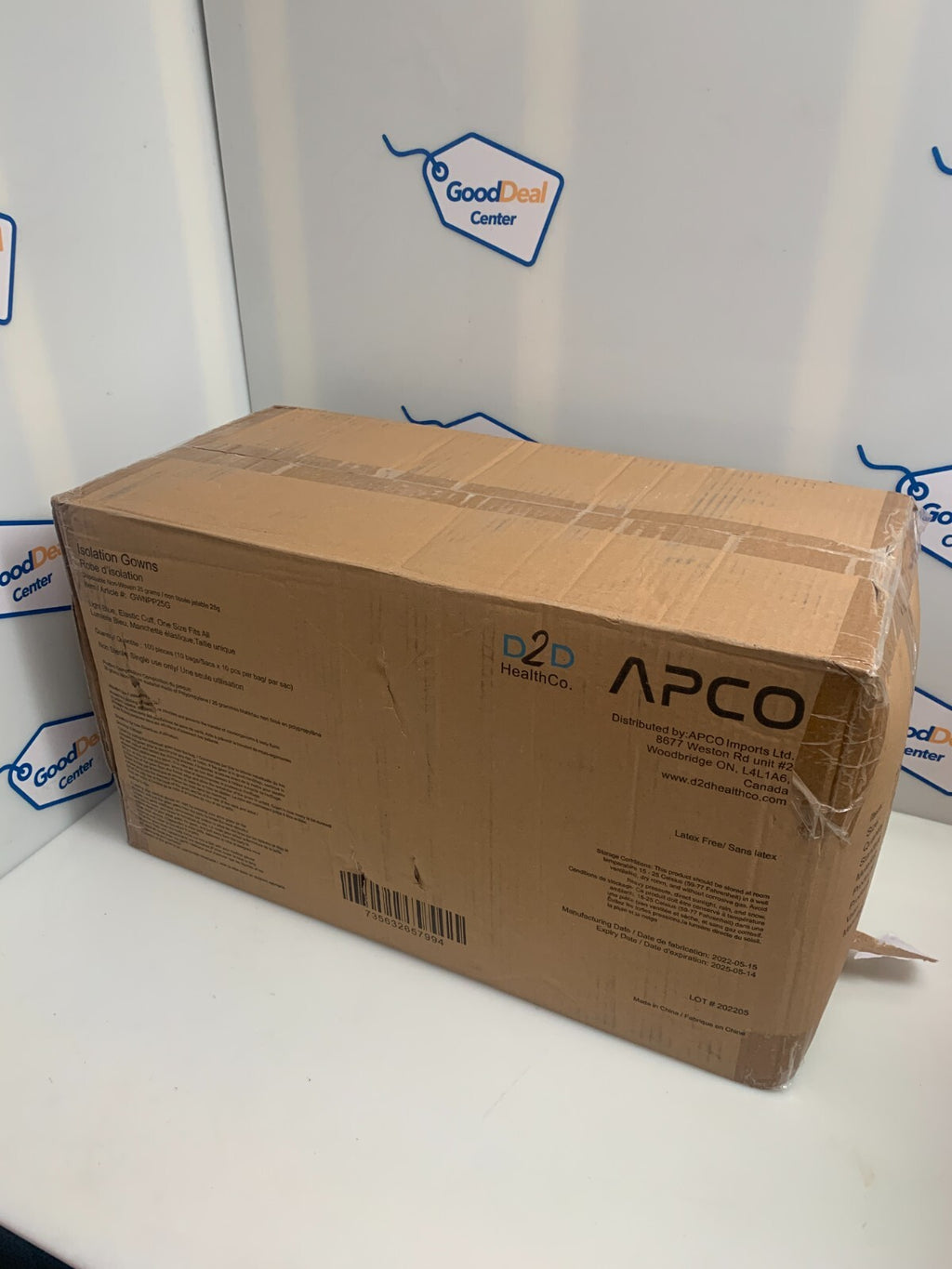Box of 100 D2D Health Co APCO Disposable Isolation Gowns GWNPP25G