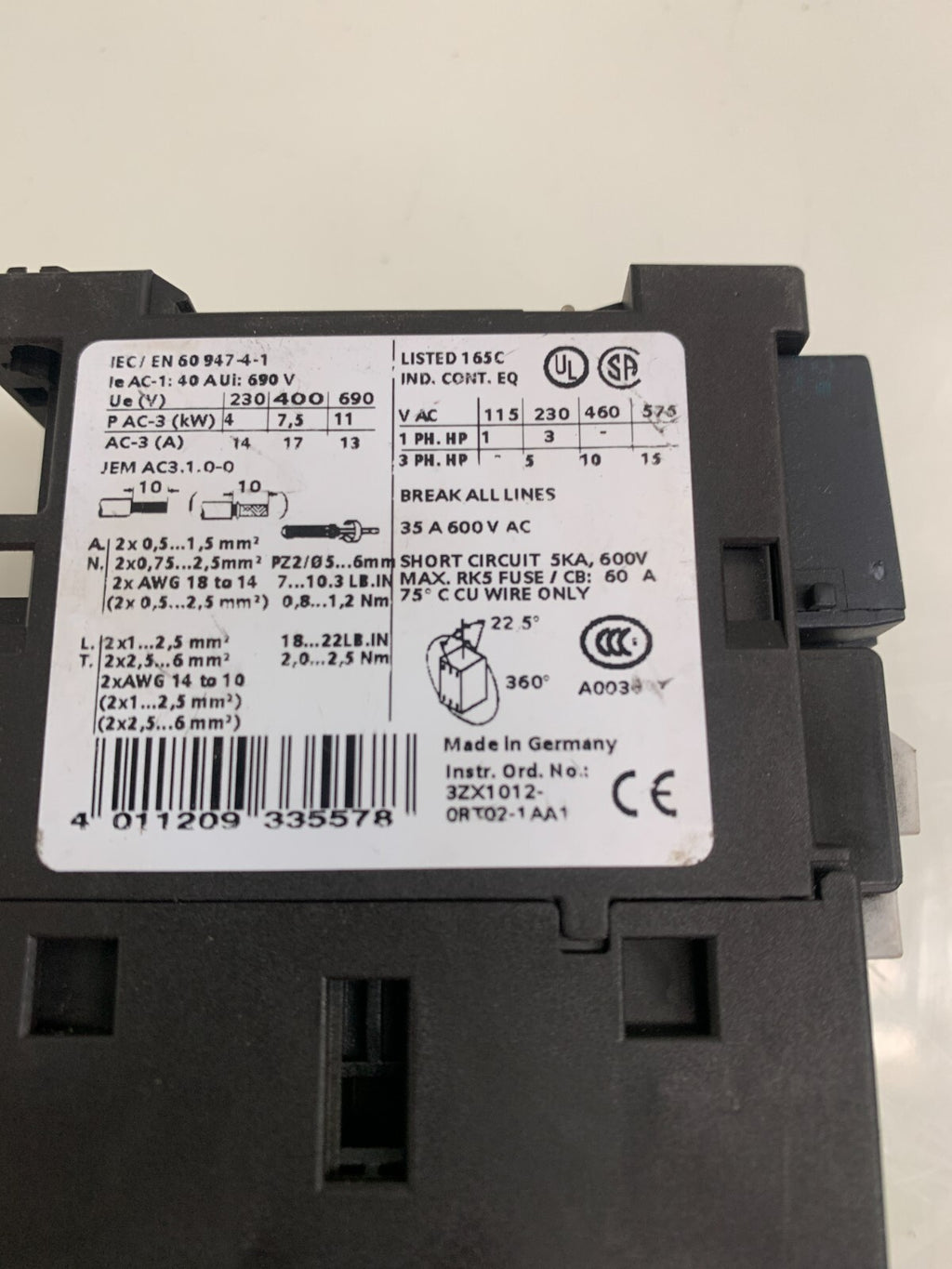SIEMENS  Contactors  3RT1025-1A  (Lot of 2)2