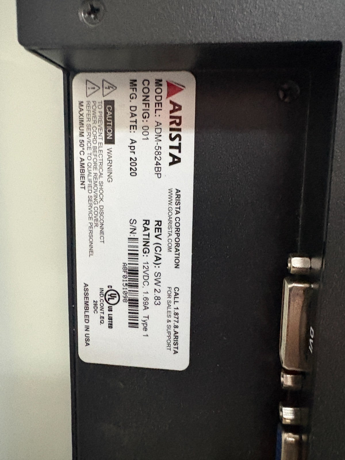 ARISTA 24" LCD MONITOR ADM-5824BP4