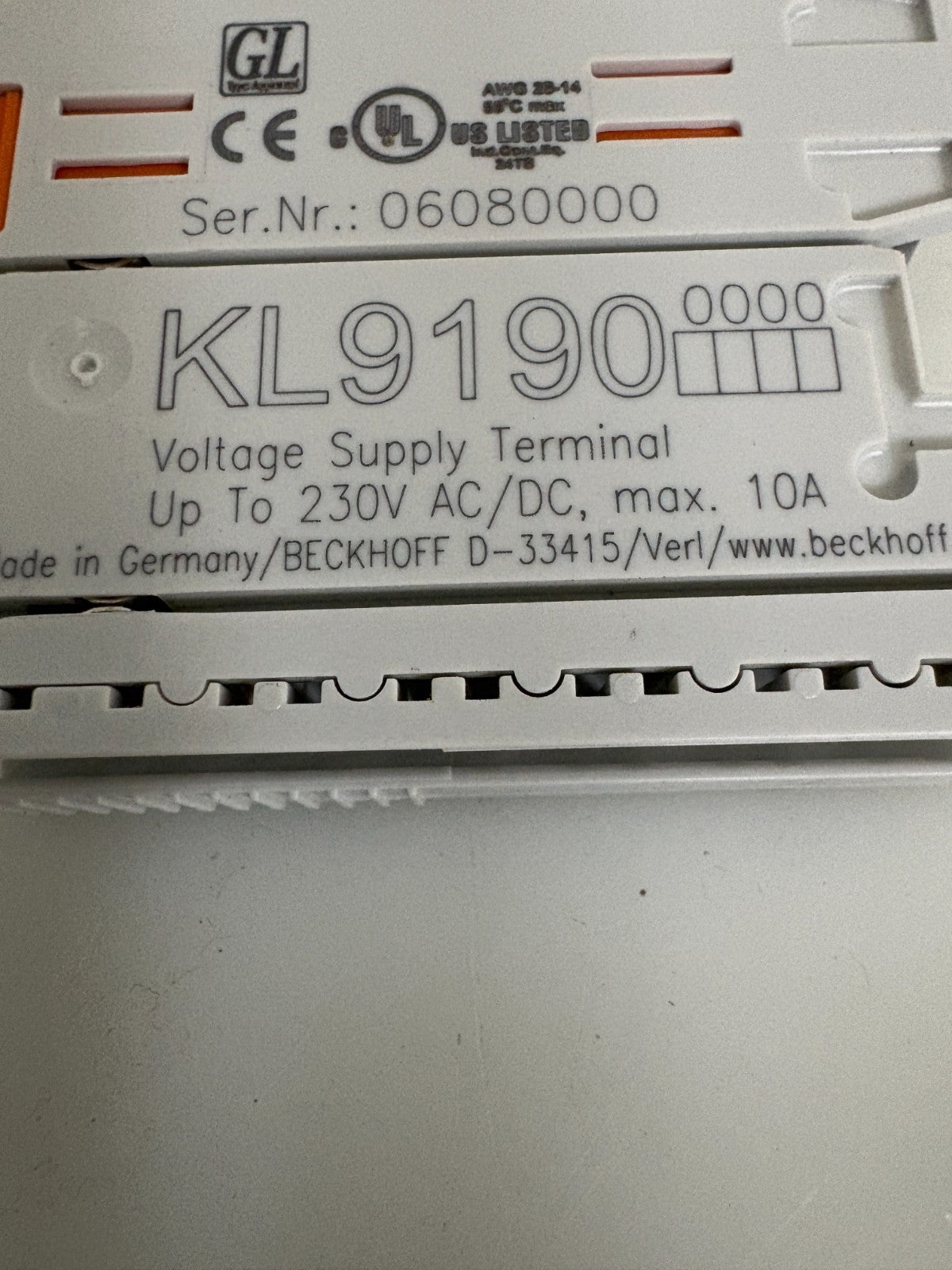 BECKOFF VOLTAGE SUPPLY TERMINAL KL9190