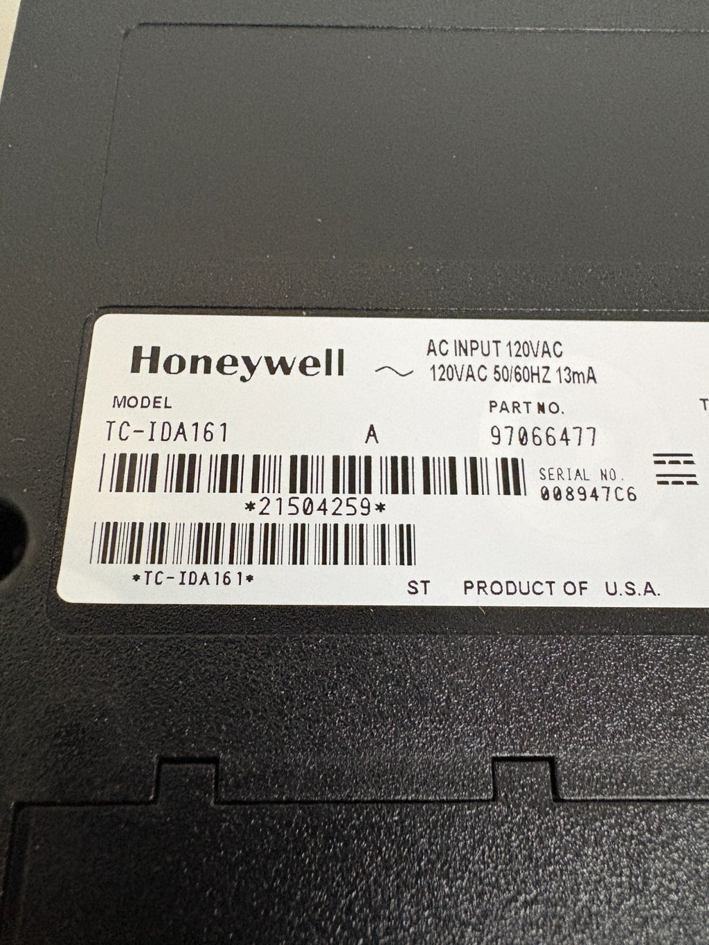 HONEYWELL AC INPUT 120VAC TC-IDA161 G01