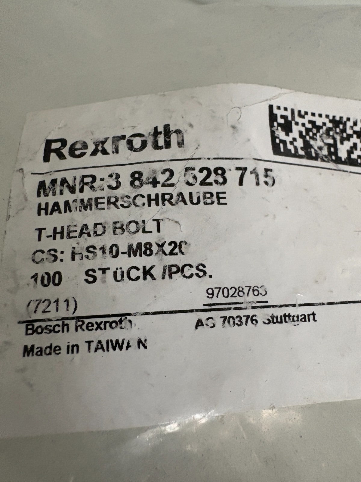 LOT OF 85 REXROTH T HEAD BOLT 38425287152