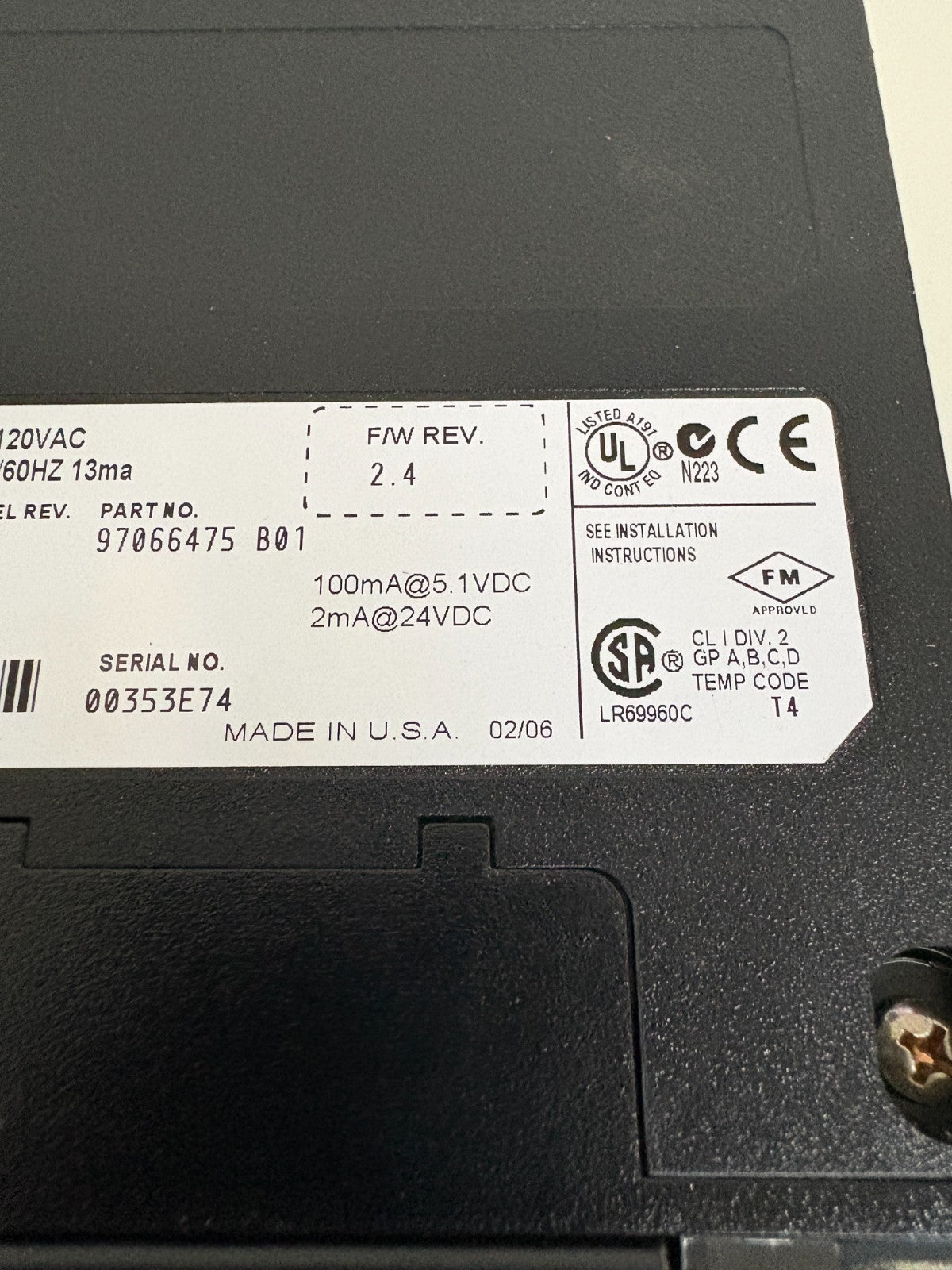 HONEYWELL AC INPUT MODULE TC-IDA161 G01 97066475 B01