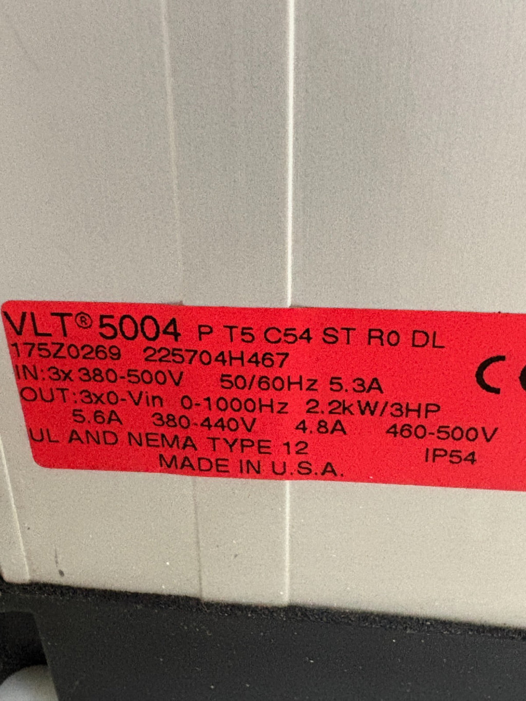 DANFOSS VLT 5000 SERVO DRIVE VLT5006PT5CN1STR3DLF00A00C06