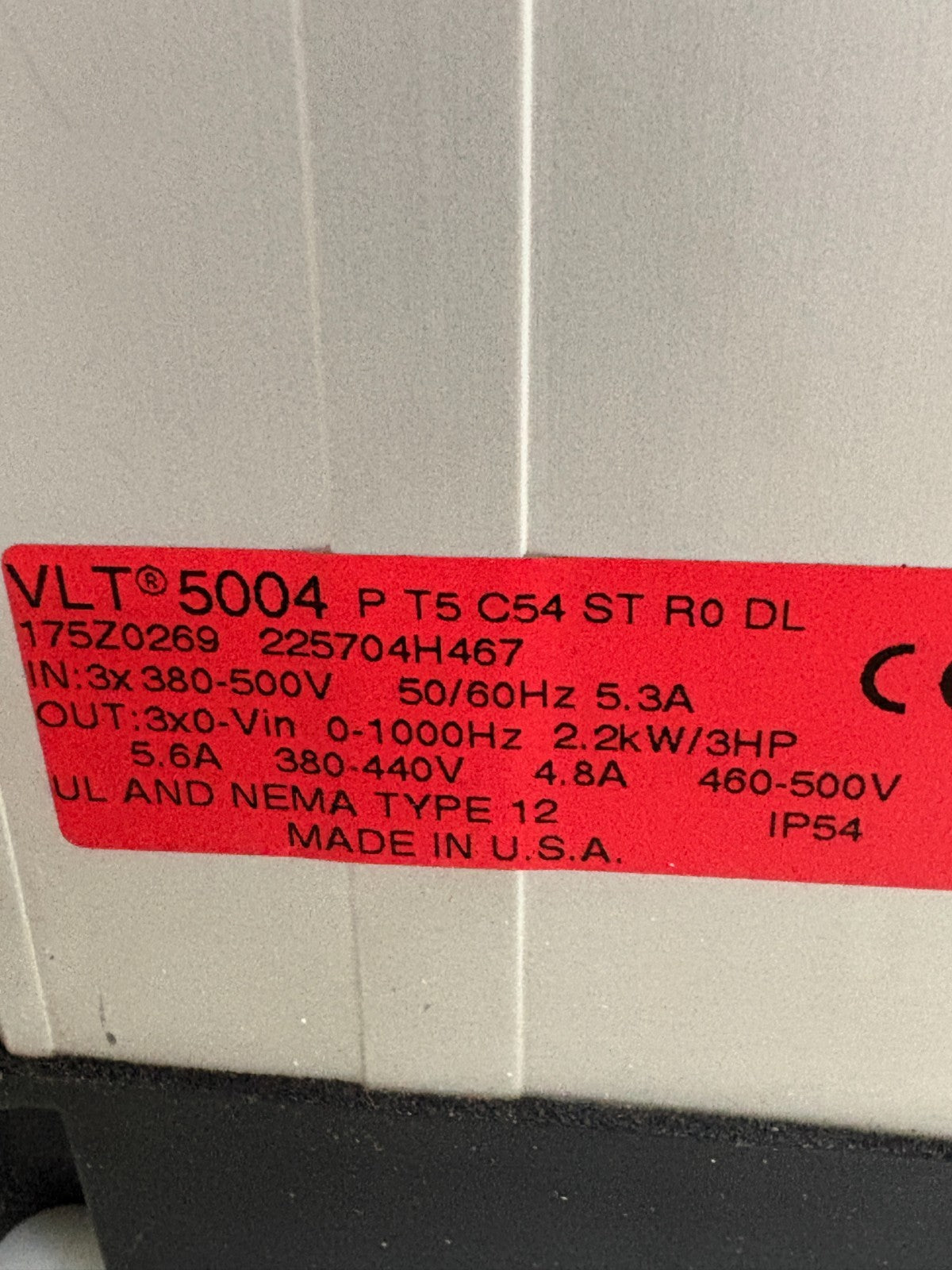 DANFOSS VLT 5000 SERVO DRIVE VLT5006PT5CN1STR3DLF00A00C06