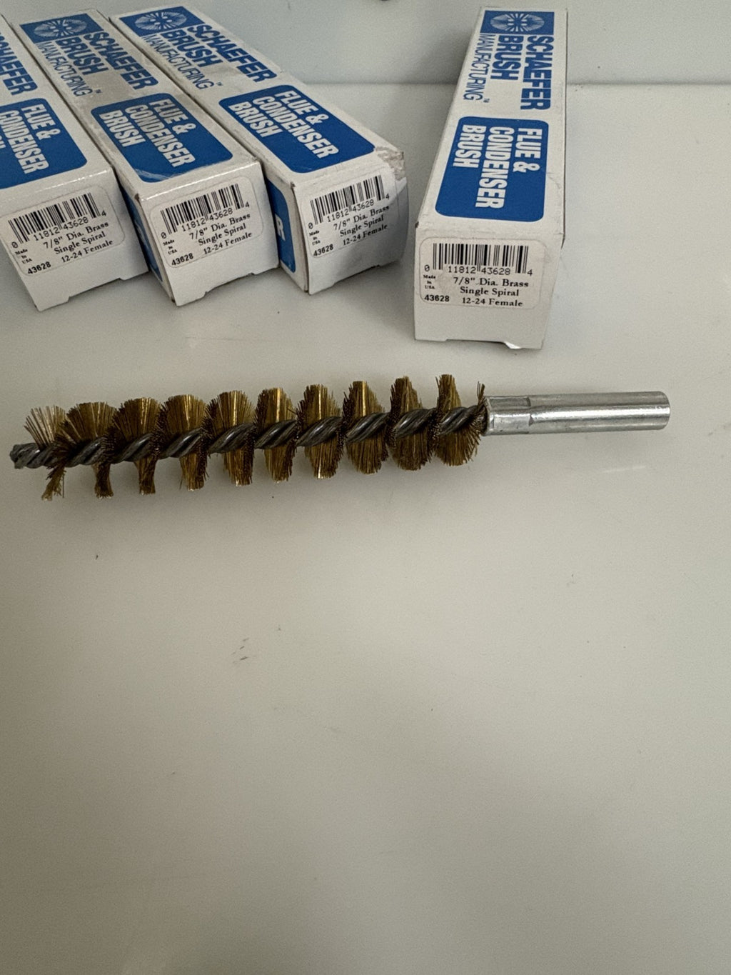 LOT OF 4 SCHAEFER BRUSH FLUE & CONDENSER BRUSH 7/8 SINGLE SPIRAL