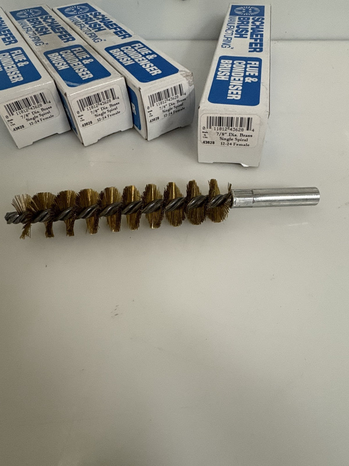 LOT OF 4 SCHAEFER BRUSH FLUE & CONDENSER BRUSH 7/8 SINGLE SPIRAL