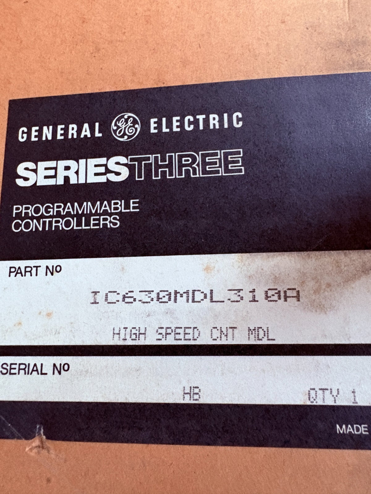 GENERAL ELECTRIC HIGH SPEED COUNTER MODULE IC630MDL310A