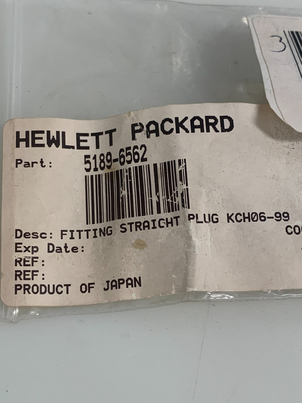 HP  Fitting Straight Plug KCH06-99  5189-6562  (Lot of 12)