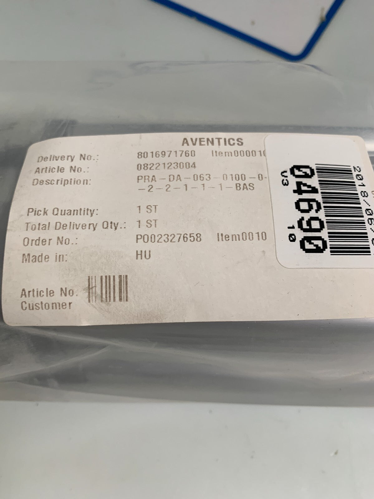 BOSCH / AVENTICS PRA-DA-063-0100-0-2-2-1-1-1-BAS Pneumatic Cylinder 0822123004