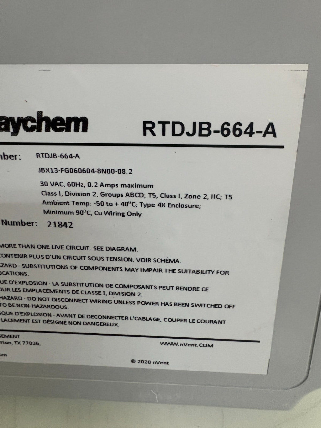 NVENT JUNCTION BOX RTDJB-664-A1