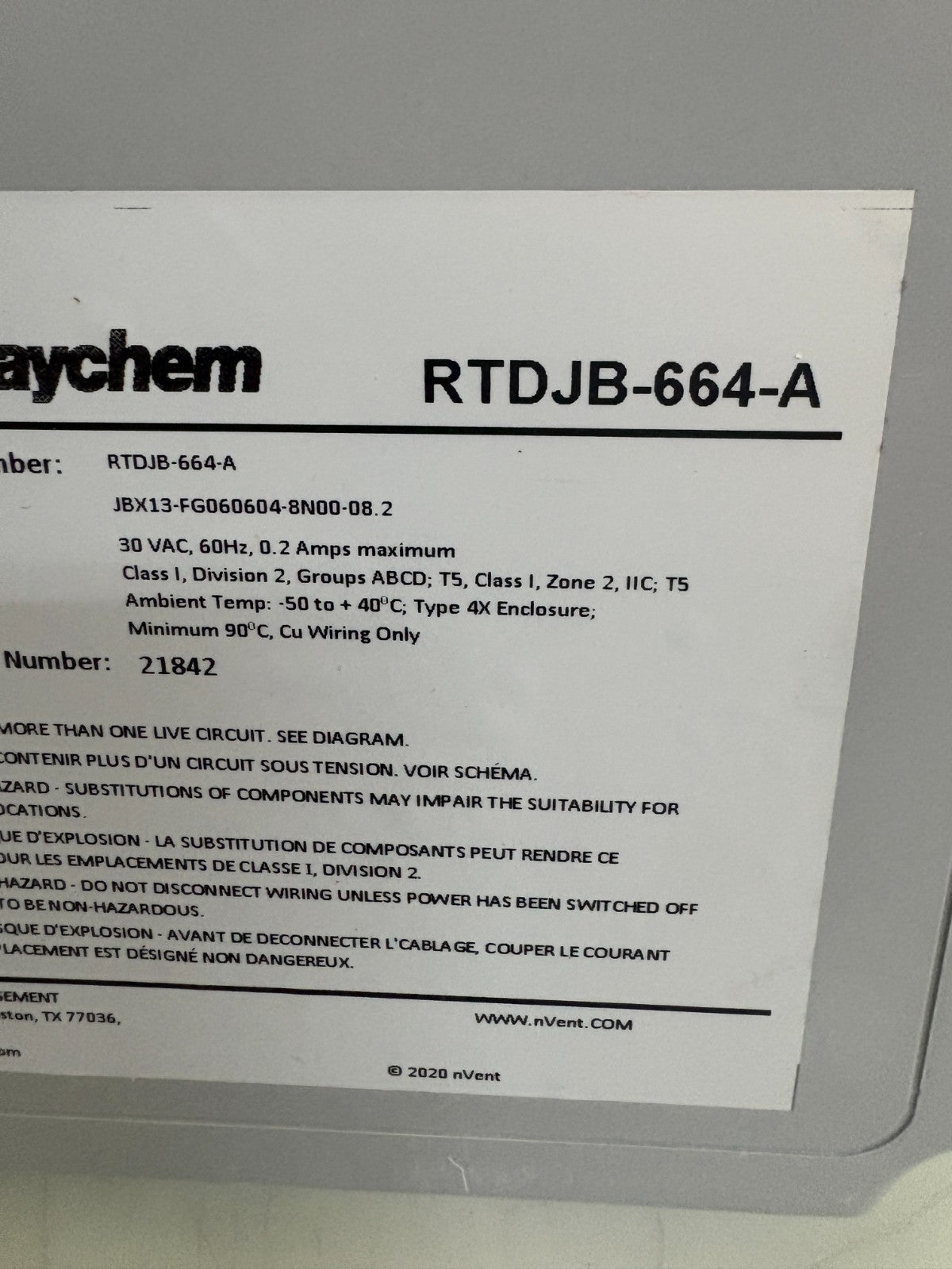 NVENT JUNCTION BOX RTDJB-664-A1