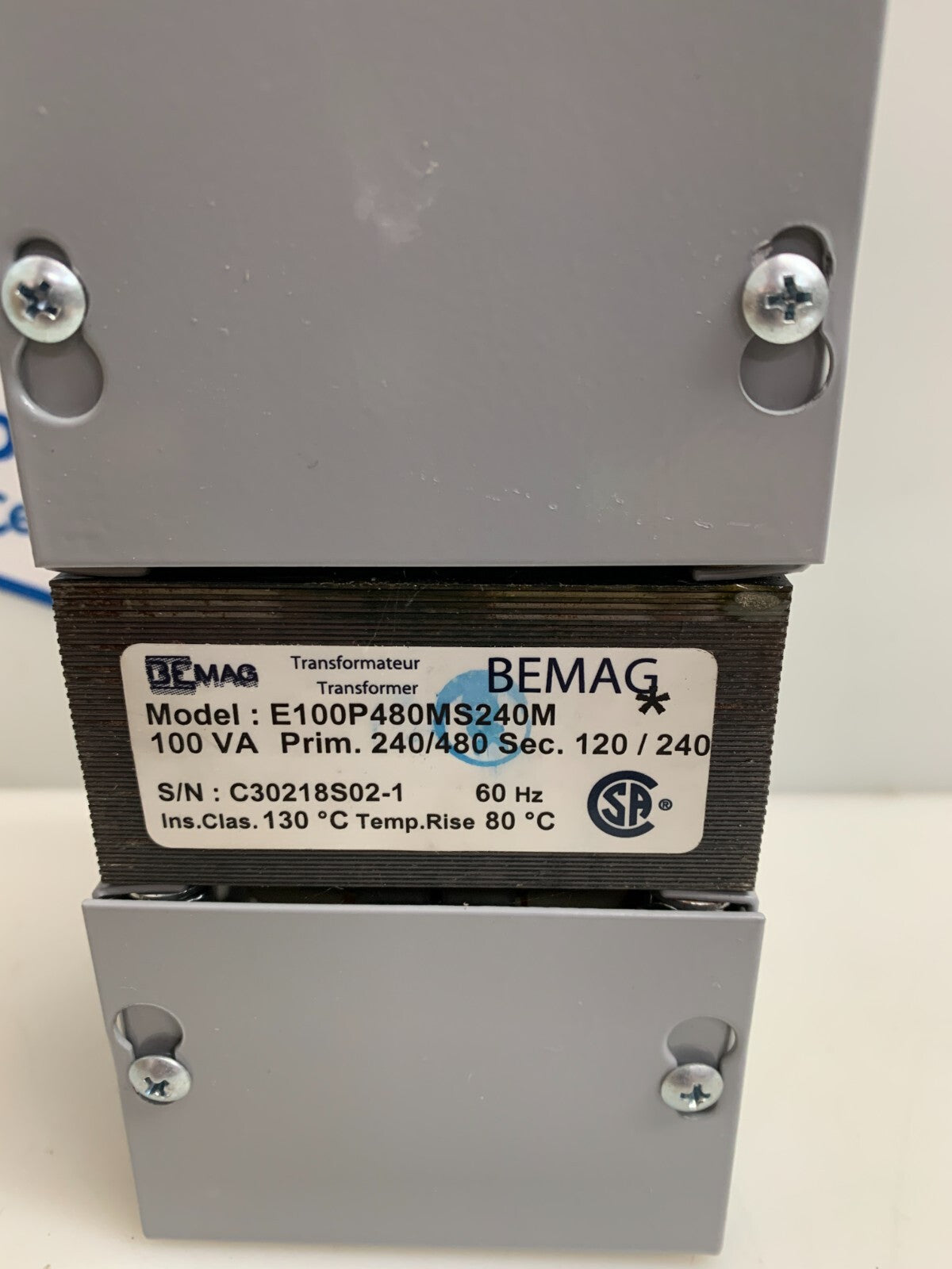 BEMAG E100P480MS240M 100 VA Transformer 60 hz