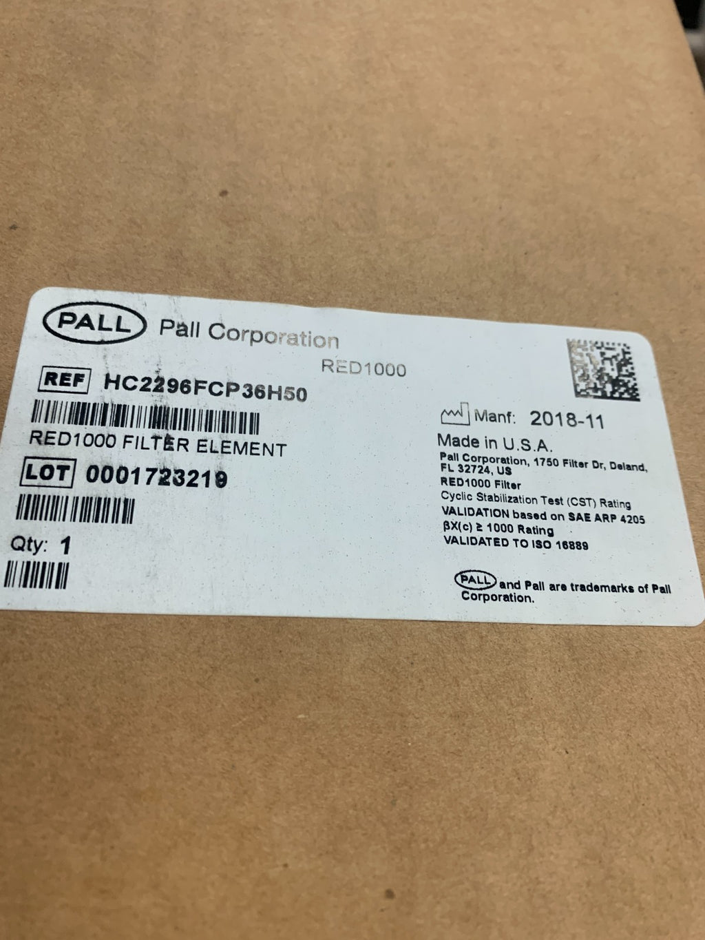 PALL RED 1000 HYDRAULIC FILTER ELEMENT HC 22 96 FCP36H503