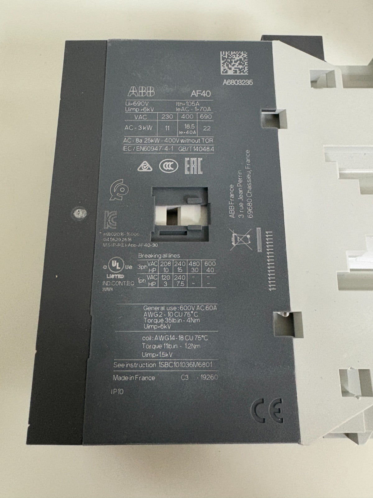 ABB 24-60V CONTACTOR AF40-30-00-11