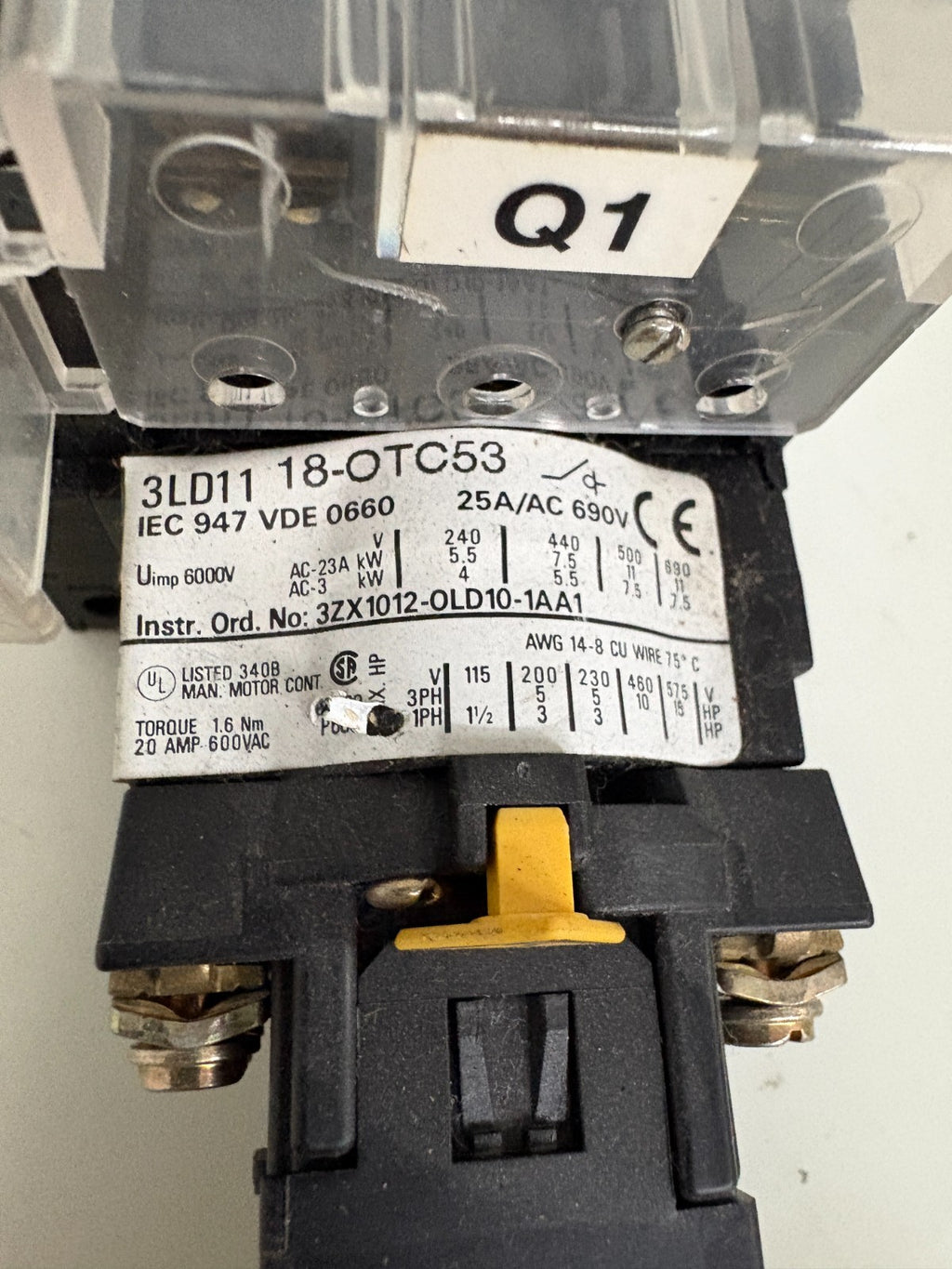 SIEMENS DISCONNECT SWITCH 3LD11 18-0TC533