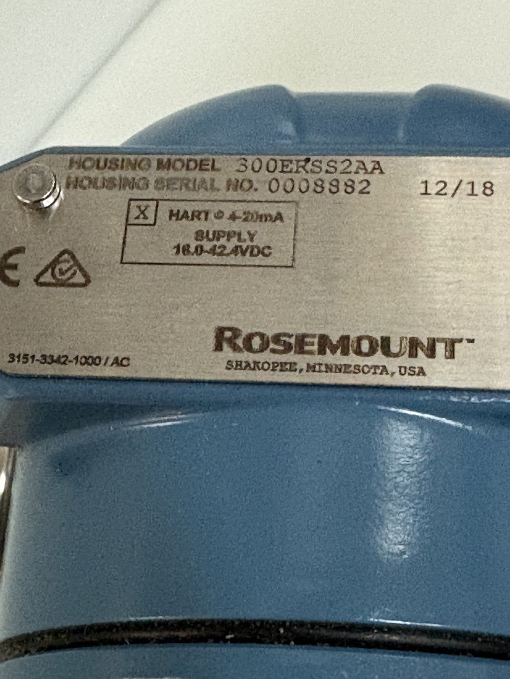 EMERSON ROSEMOUNT PRESSURE TRANSMITTER 300ERSS2AA W/SUPER MODULE SENSOR