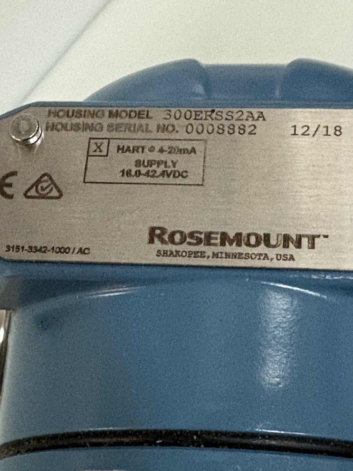 EMERSON ROSEMOUNT PRESSURE TRANSMITTER 300ERSS2AA W/SUPER MODULE SENSOR