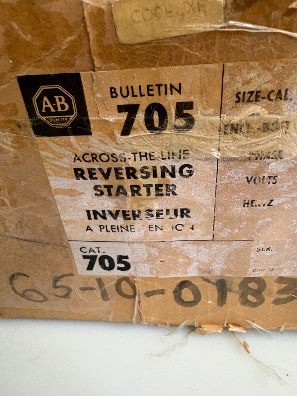 ALLEN BRADLEY REVERSING STARTER #705 SIZE E CAL 2 4