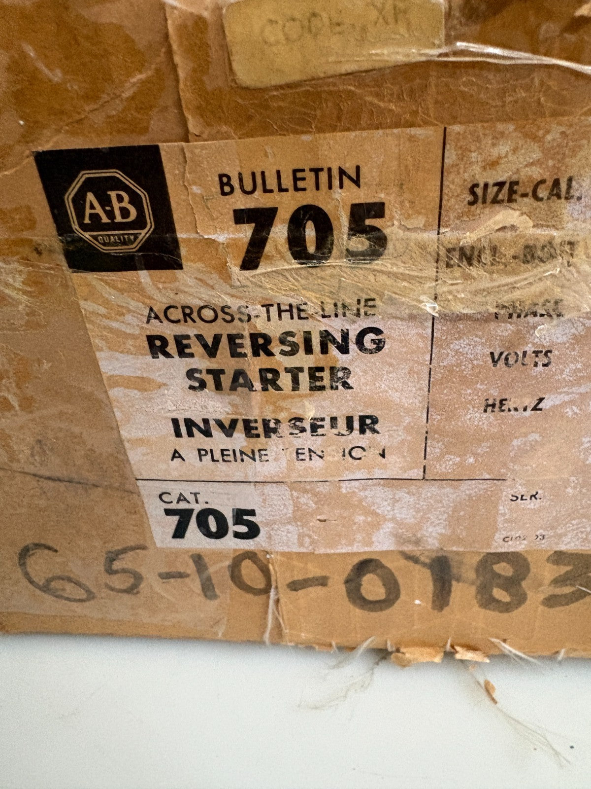 ALLEN BRADLEY REVERSING STARTER #705 SIZE E CAL 2 4