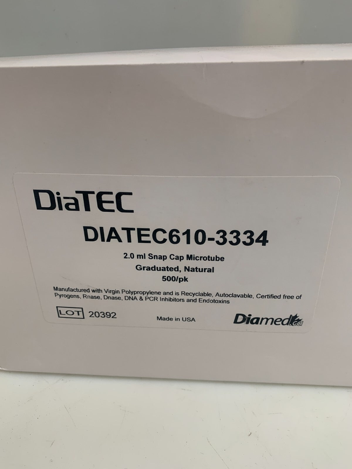 Diatec 610-3334 2.0 ml Snap Cap Microtube 500/pk