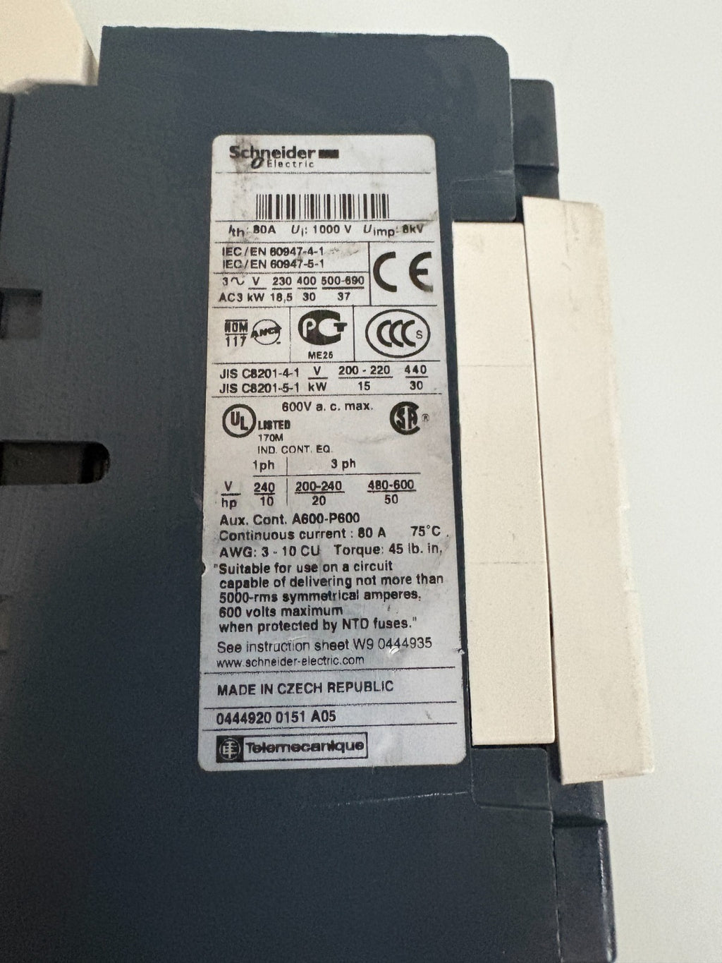 SCHNEIDER CONTACTOR LC1D65-DC