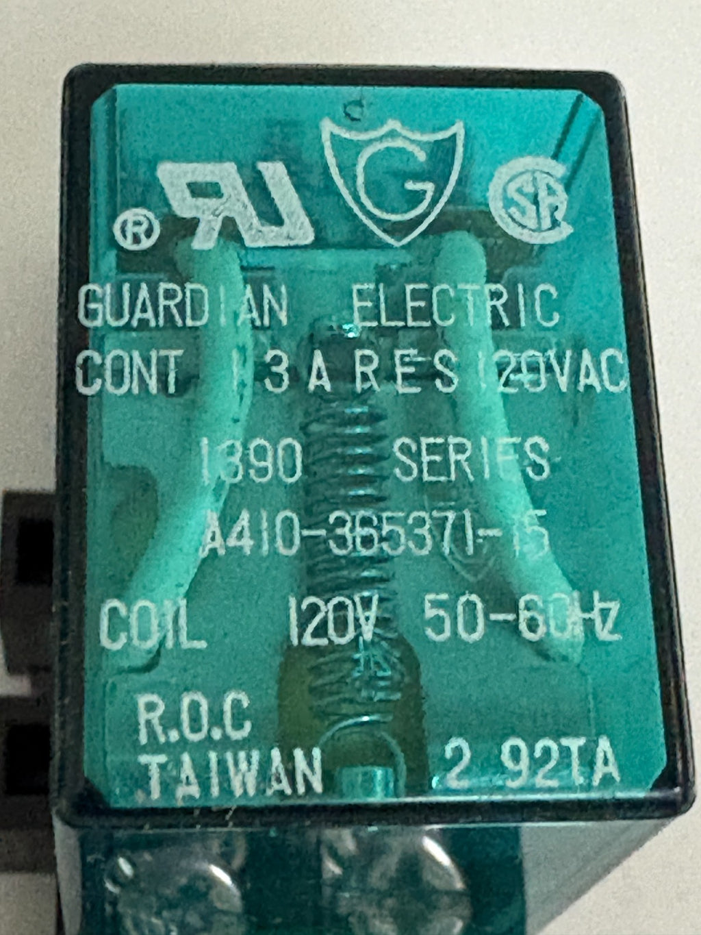 LOT OF 3 GUARDIAN ELECTRIC 120V RELAY W/BASE A410-365371-13
