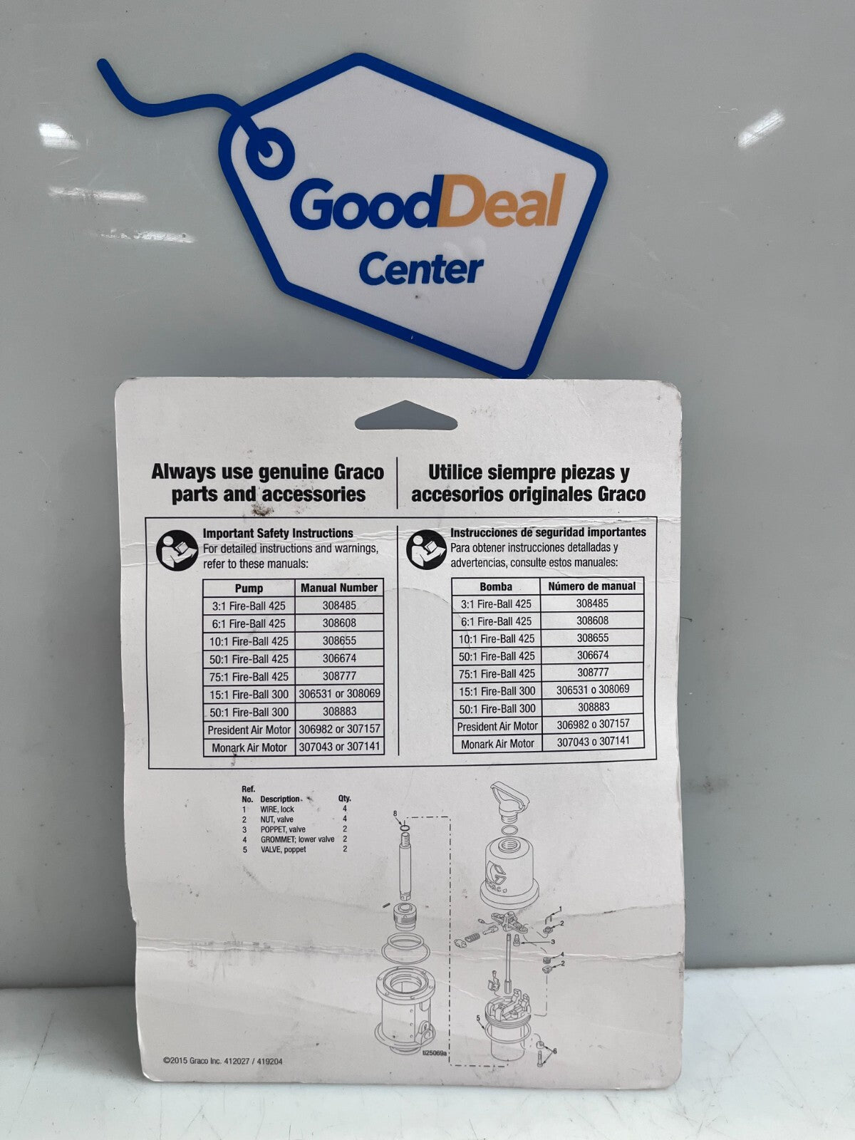 GRACO 288858 Air Valve Repair Kit  B17B MYV