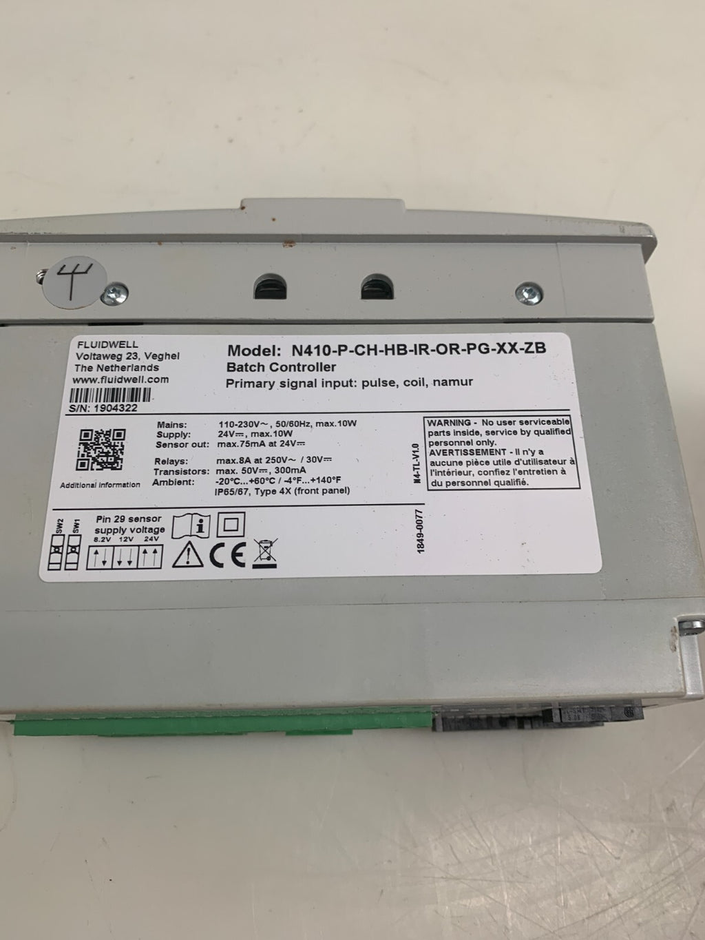 Fluidwell Batch Controller N410-P-CH-HB-IR-OR-PG-XX-ZB1