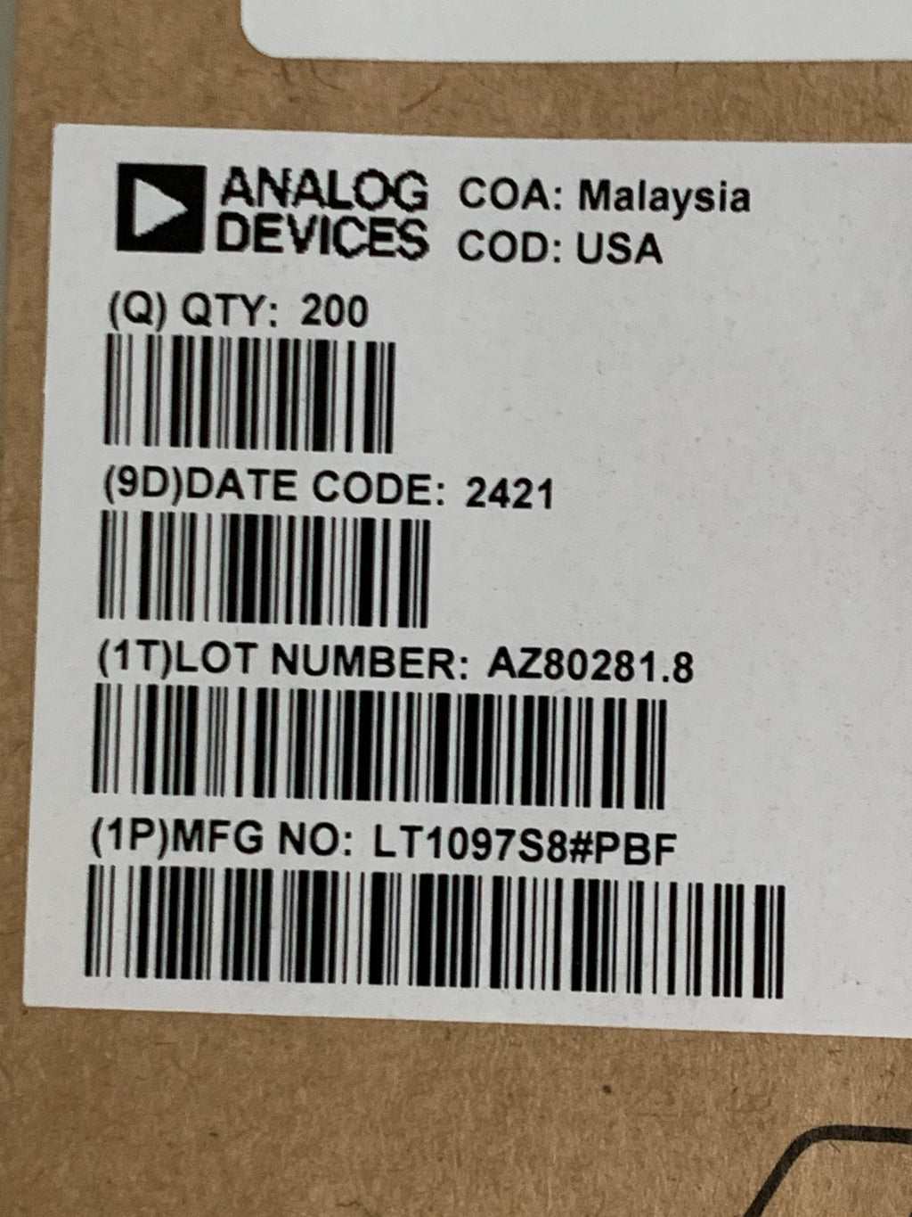 ANALOG DEVICES LINEAR TECHNOLOGIES SINGLE LOW SMD IC OP AMP LT 1097 S8#PBF