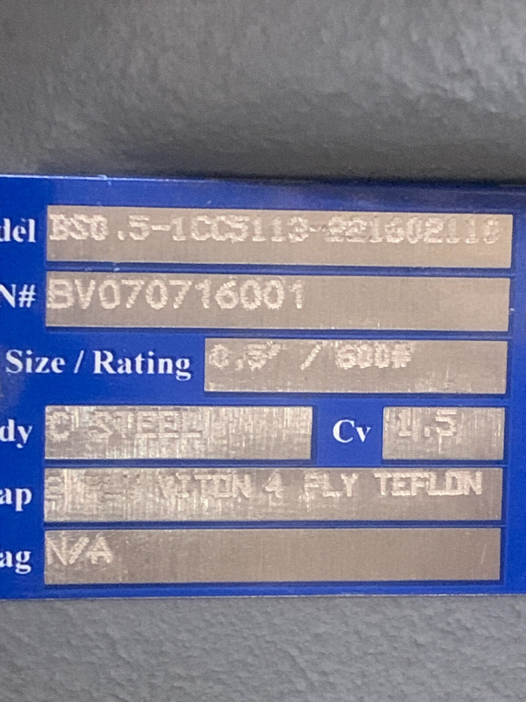 BURLING DIRECT ACTING PRESSURE REDUCING REGULATOR VALVE BSO.5-1CC5113-221602110