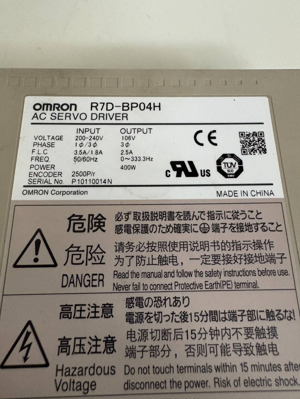 OMRON AC SERVO DRIVER R7D-BP04H