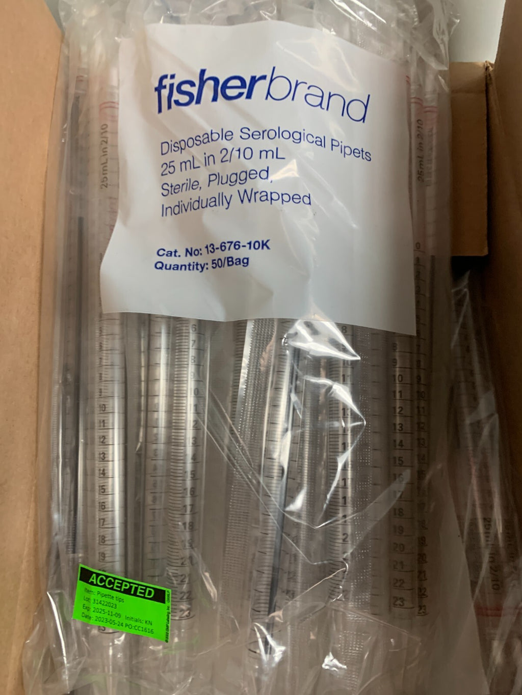 FISHERBRAND 25ML DISPOSABLE SEROLOGICAL P.PETTE #13-676-10K 200/CS