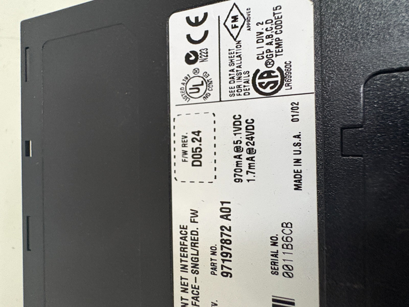 HONEYWELL REDUNDANT NET INTERFACE TC-CCN013 H01 97197873 A01