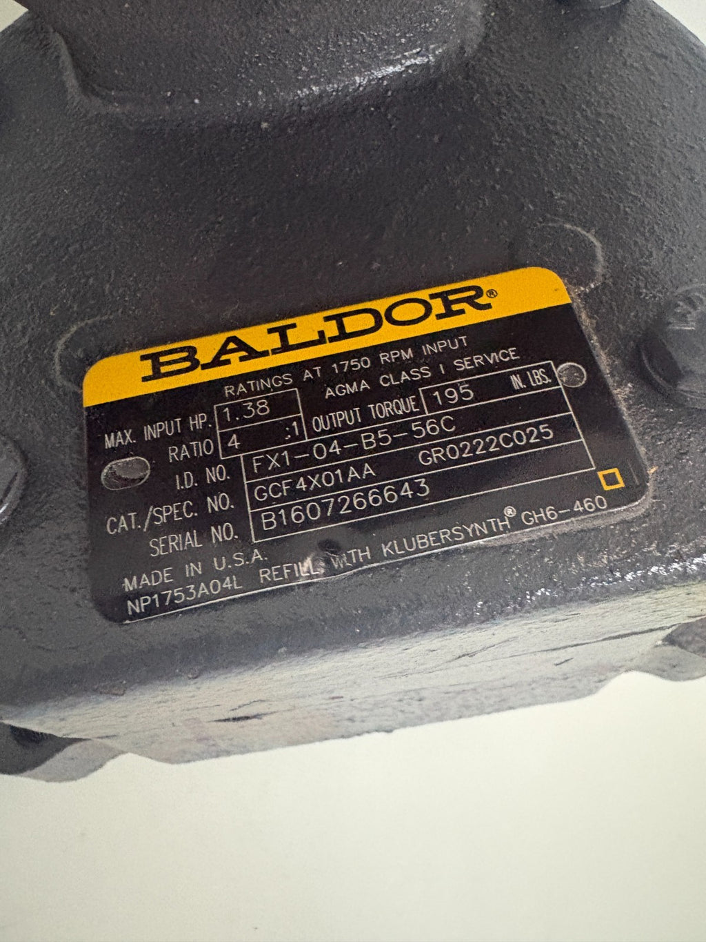 BALDOR 4:1 RATIO MULTIPLIER SPEED REDUCER GCF4X01AA2