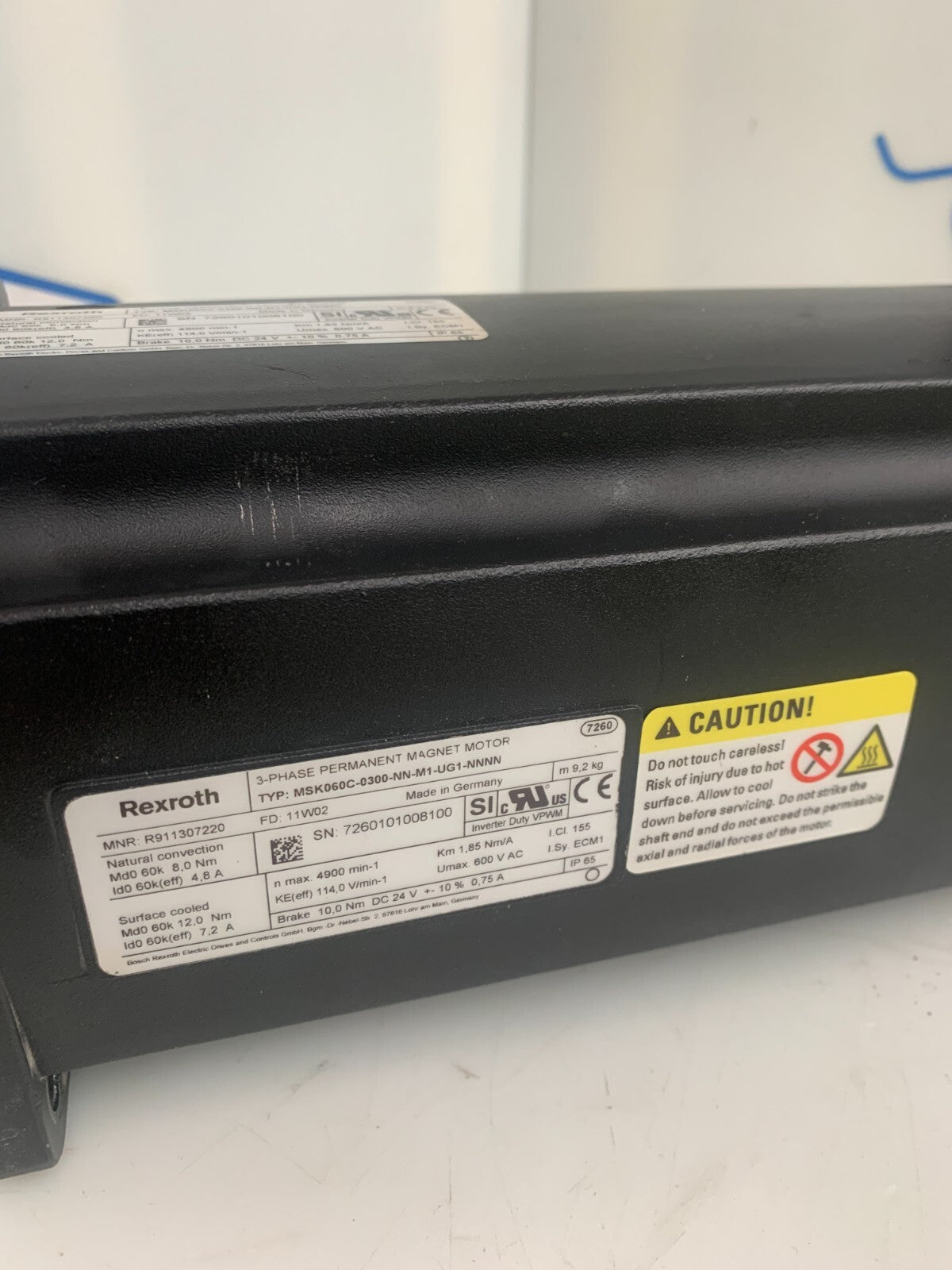 REXROTH 3-PHASE PERMANENT MAGNETIC MOTOR MSK060C-0300-NN-M1-UG1-NNNN2