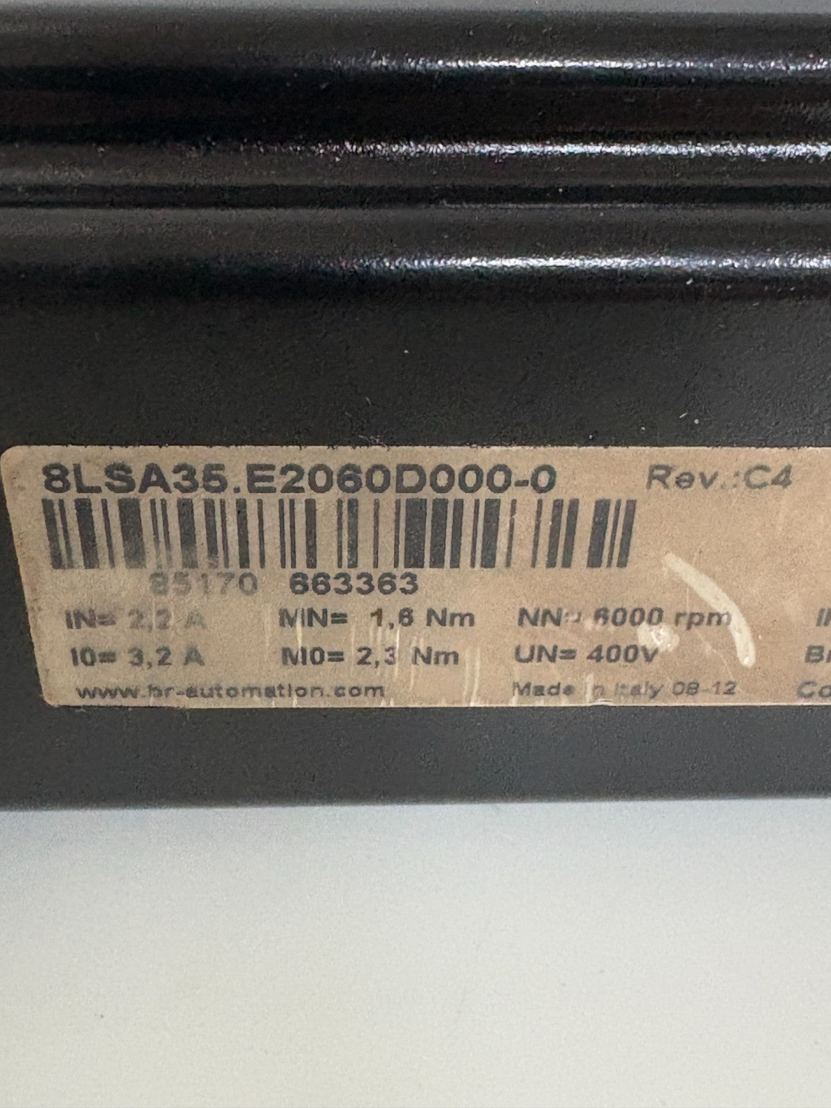 ABB B&R SERVO MOTOR 8LSA35.E2060D000-0 REV C4