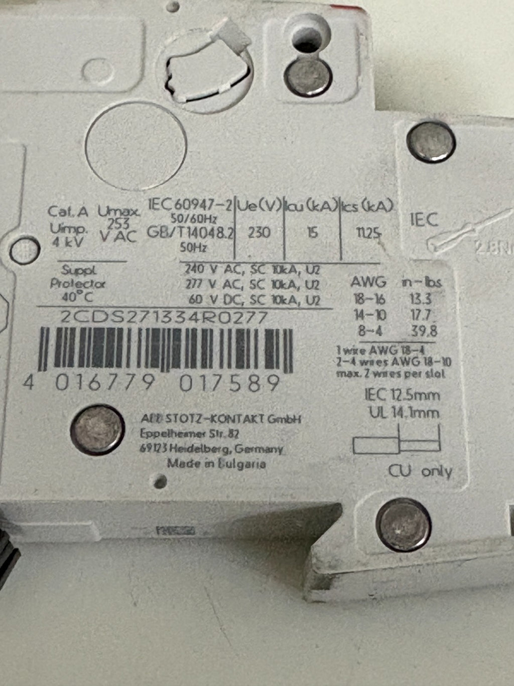 ABB CIRCUIT BREAKER ST201M-K2A 