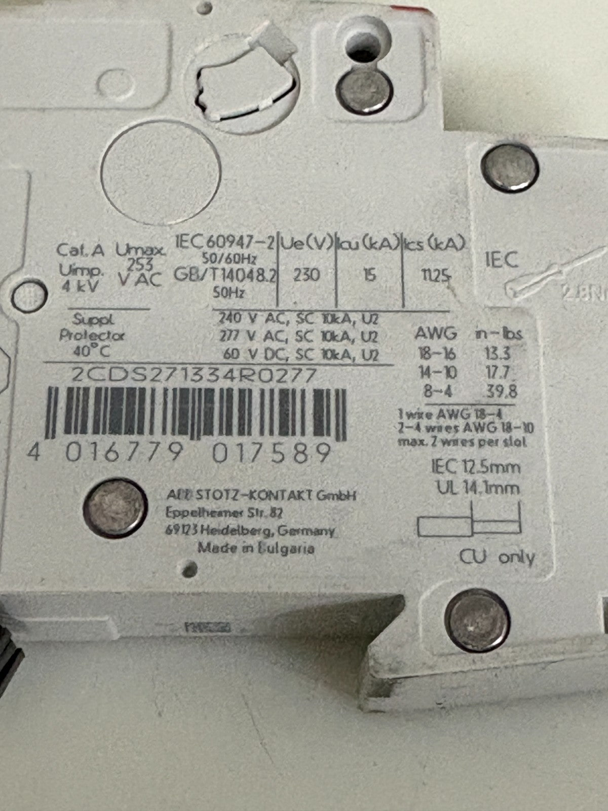 ABB CIRCUIT BREAKER ST201M-K2A 