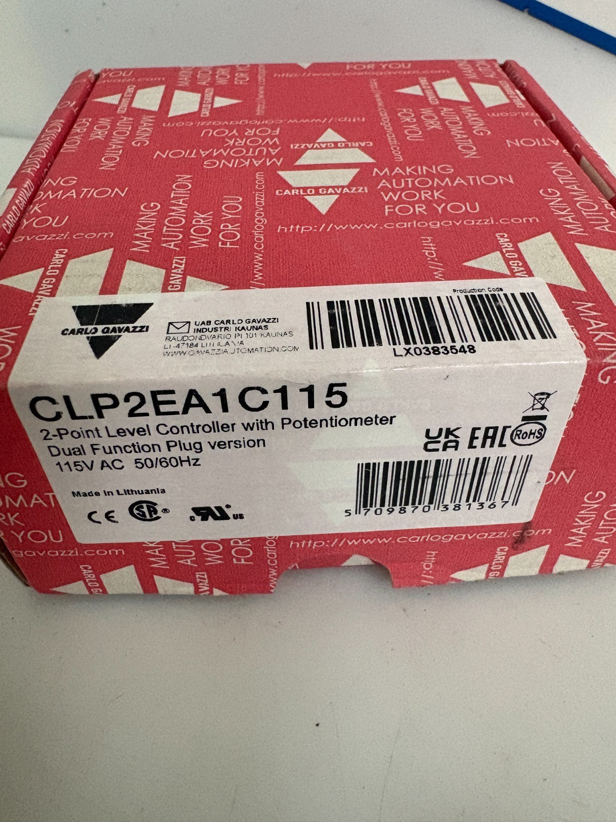 CARLO GAVAZZI 2 POINT LEVEL CONTROLLER W/POTENTIOMETER CLP2EA1C115